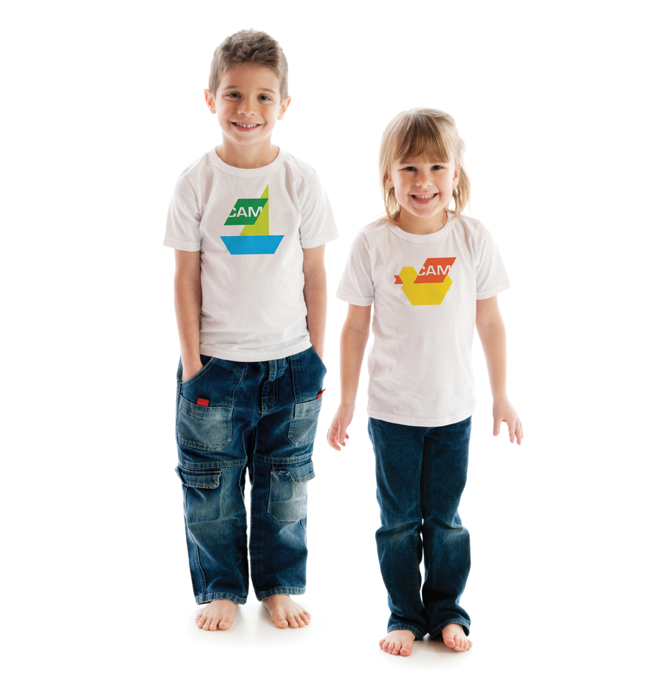 kids in CAM tees