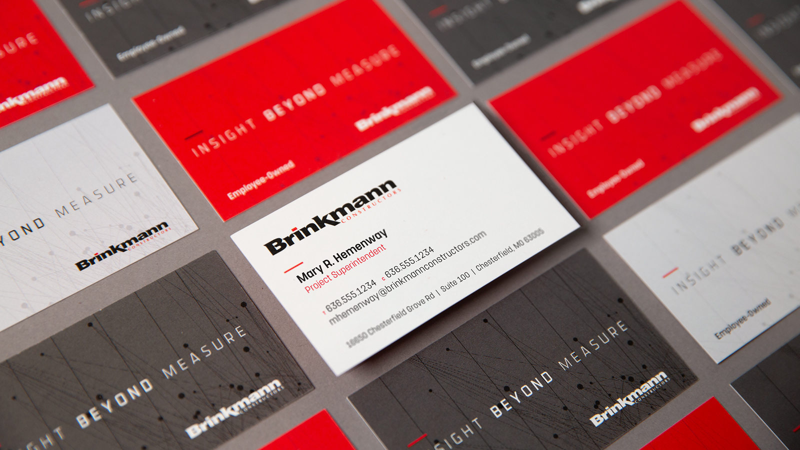 Aerial shot of Brinkmann Constructors business cards